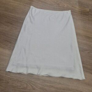 White Midi Satin Pin Stripe Skirt